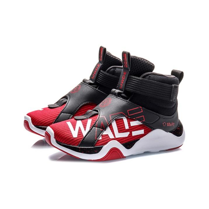 Li Ning High Top Basketball Shoes Kids Sneakers Black Red YKBQ004-1