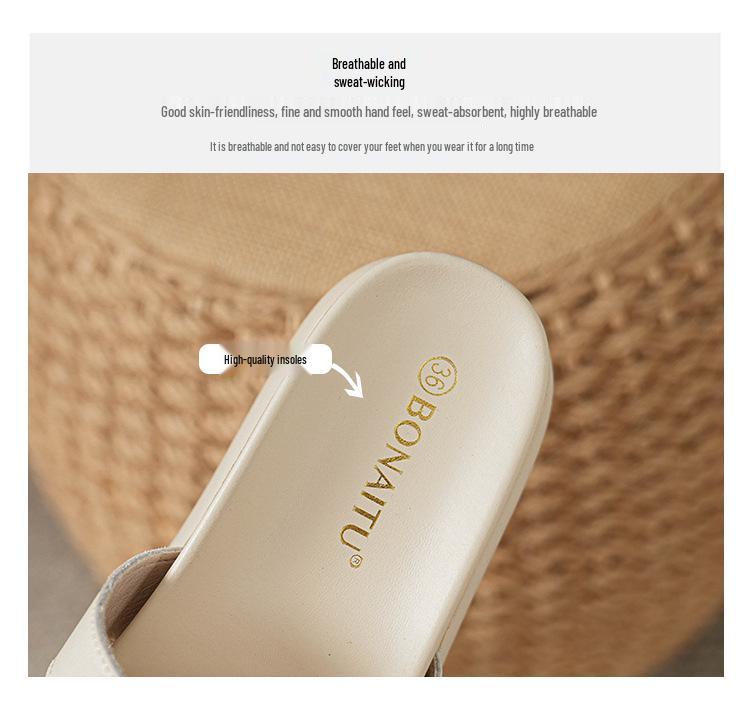 Women's Leather Platform Sandals, 2025 Style, Summer Outdoor Fashion, Versatile, Height-Increasing, 'Stepping On Cloud'.