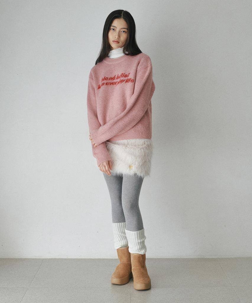 BELLOL Lettering Pullover Knit Pink