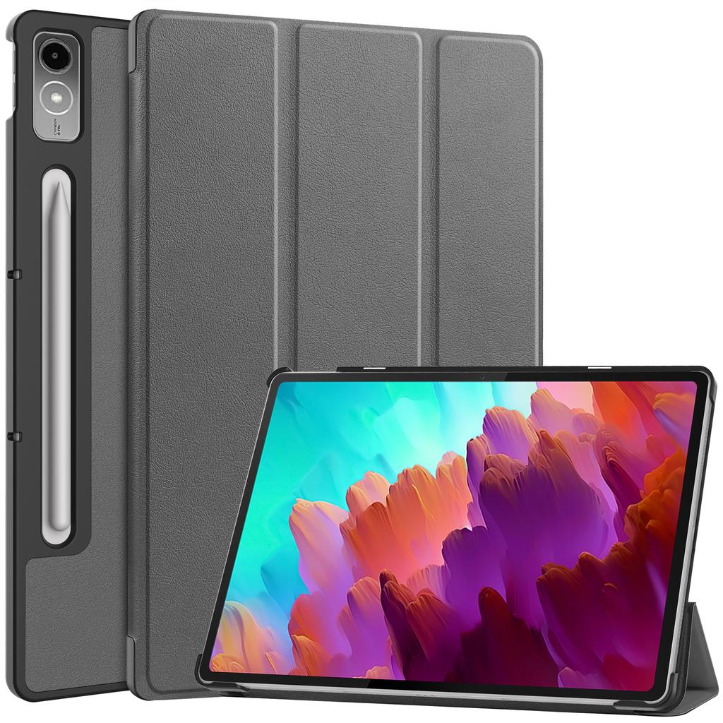 Custodia in pelle di vibrazione per Lenovo Tab P12 Xiaoxin Pad Pro 12.7 pollici 2023 TB-371FC Custodia ultra sottile in PU Tri-pieghevole custodia magnetica