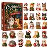 Katzenförmige Acryl-Baumschmuckstücke Weihnachten Dackel Adventskalender 24-Tage Countdown-Schmuckstück für Familienspaß Aktivität Dekoration Niedliche Katze/Dackel