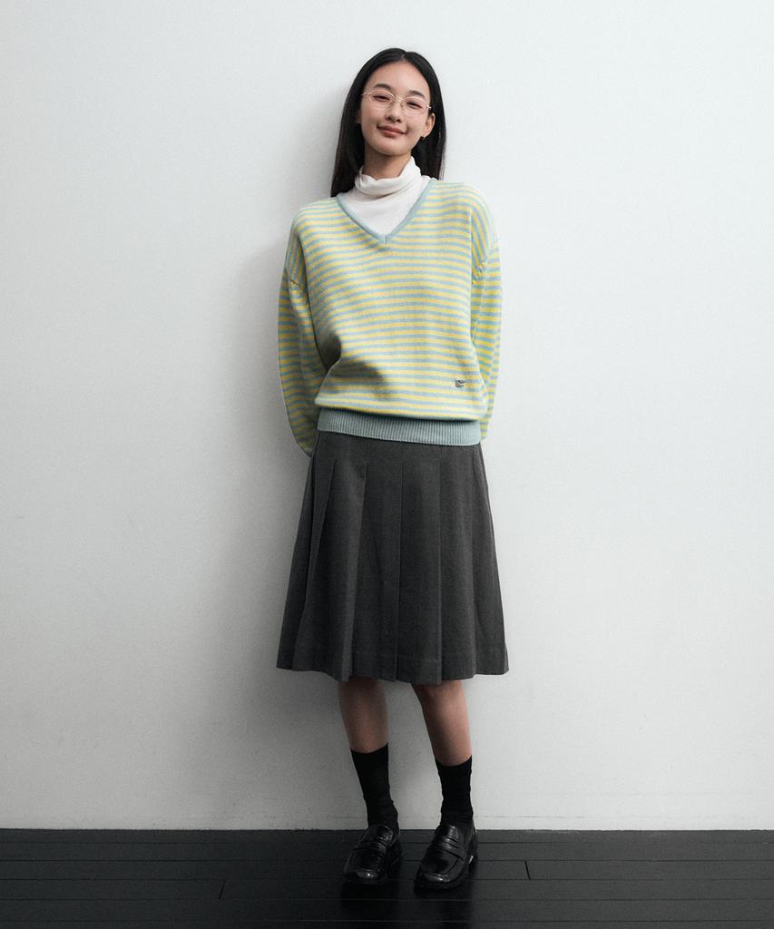 CGP (Women) V-Neck Striped Knit_Yellow