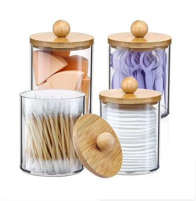 Storage Organizer Holder Canister Apothecary Jars with Lid for Cotton Rounds Acrylic Cosmetic Candy Snacks Desktop Storage Box