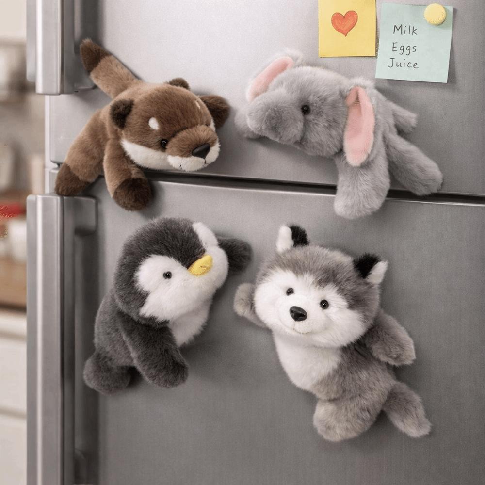Soft Material Magnetic Plush Dolls Cute Design Prone Cartoon Animals Animal Plush Toy  Home Decor