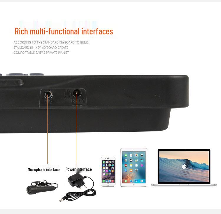 61-Key Children's Electronic Keyboard with Microphone - Educational Musical Toy Piano with Power Supply