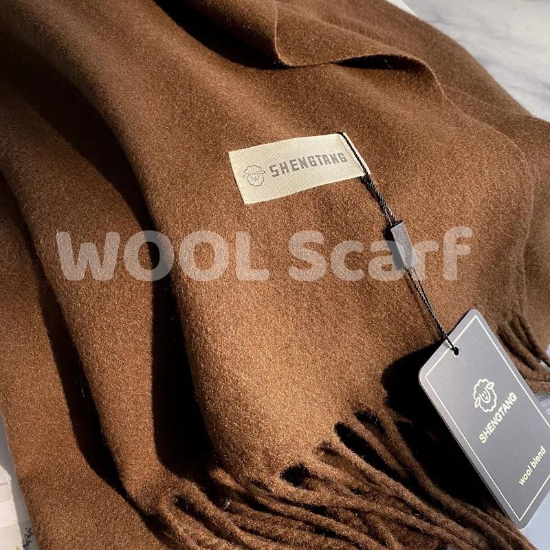 2025 Winter Wollschal für Damen Langer Warmer Kaschmirschal Hijab Einfaches Damen Schal Wickeltuch Weibliches Pashmina Bandana Kopftücher Neu