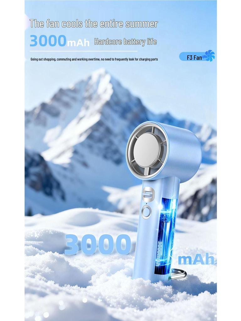 Portable High-Speed 100-Speed USB Rechargeable Handheld Fan with Strong Wind Turbine