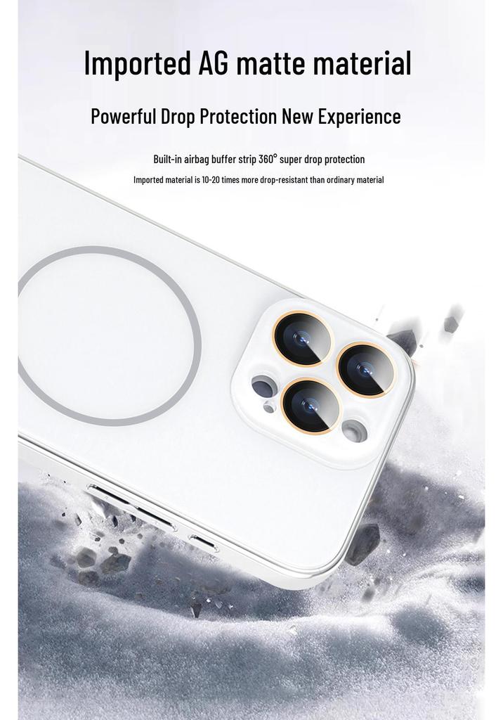 Apple 16 Pro Max Magnetic Ring Frosted Phone Case - Electroplated Soft Protective Cover