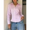 Blouses & Shirts - Spring Autumn Women's Vertical Striped French Long Sleeve Shirt, Design Sense Slim Waist Fitted Blouse Women, Crossborder Top