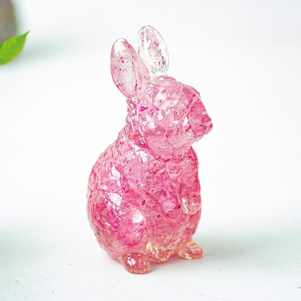 Resin Crystal Standing Bunny Decor For Home Office Gift Collectible