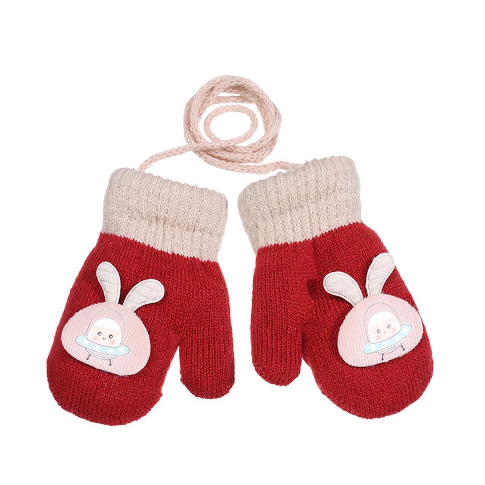 1-6Years Boy Girl Baby Thicken Mittens Hand Gloves Winter Children Kids Knitted Gloves Warm Rope Mittens Wool Keep Warm Gloves