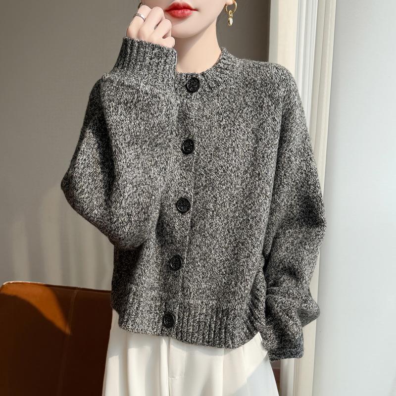 Korean Lazy Style Soft Waxy Thick Coat Wool New Knitted Wool Loose And Versatile Large Button Cardigan