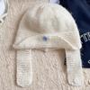 Winter Warm Knit Hat for Women Girl Button EarFlap Beanie Hat Outdoor Activity Scarf Cap Windproof Headwear Pullover Hat