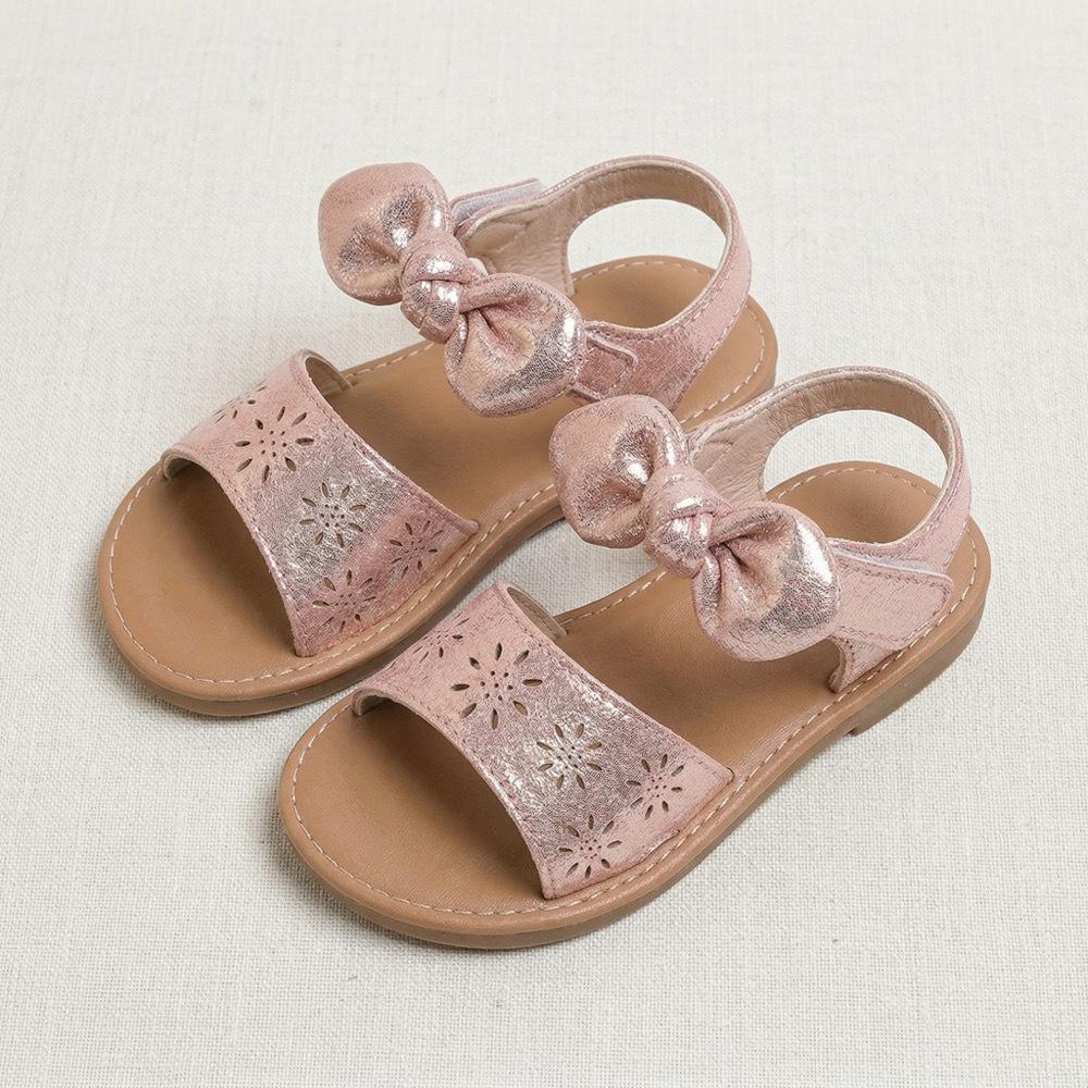 Girls  Shiny Butterfly Knot Velcro Sandals - Soft Sole, Non-Slip, Open Toe Summer Style 21