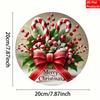 Vintage Metal Tin Sign Candy Canes Christmas Decor Round Wall Hanging Art Home Bar Cafe