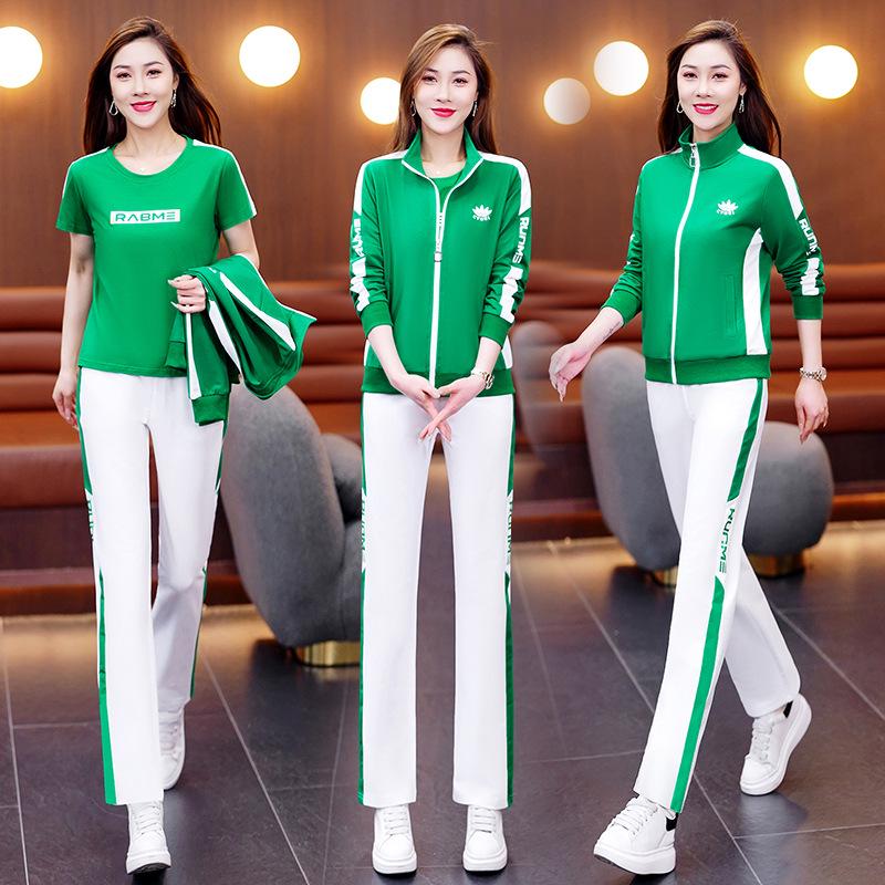 Bawełniany dres damski Woodpecker na wiosnę/jesień 2025: Modny Zestaw Trzech Elementów do Tańca Kwadratowego i Codziennego