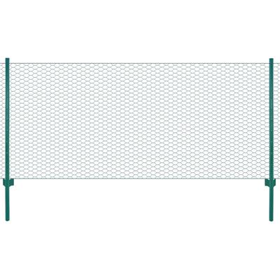 Vidaxl Garden Fence Netting with Posts, Steel, 25 X 1 M, Green