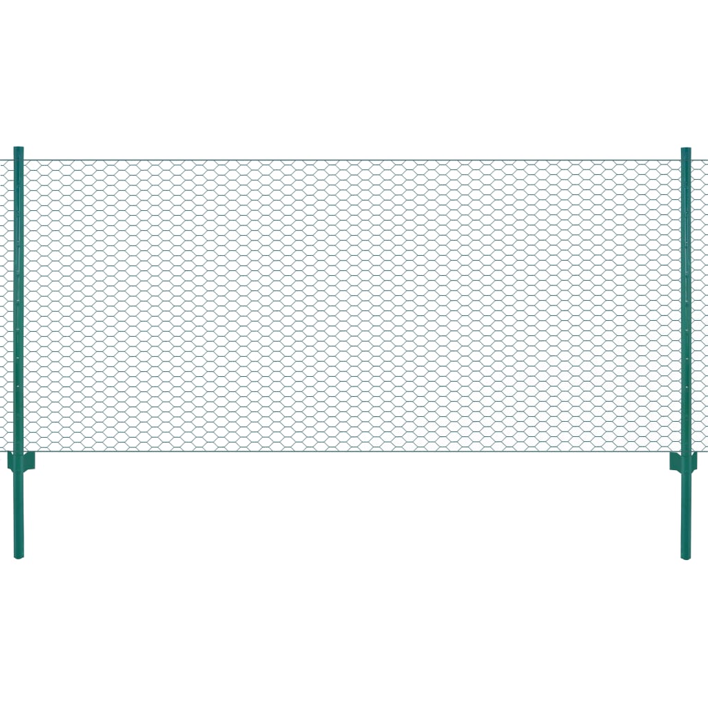 Vidaxl Gartenzaun mit Pfosten, Stahl, 25 x 1 m, Grün