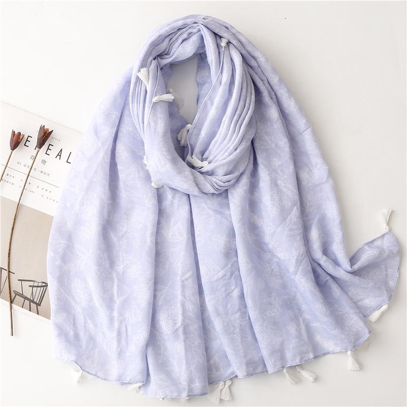 Fashion Women Spring Autumn Viscose Scarf Shawl Lemon Tree Floral Tassel Pashmina Stole Wrap Echarpe Foulards Muslim Hijab