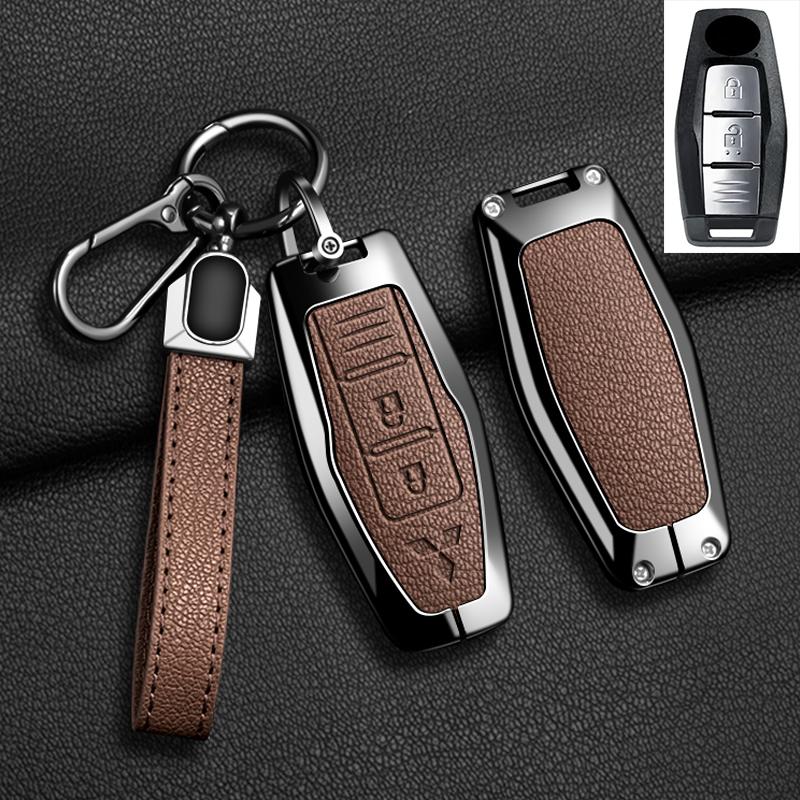 Car Control Remote Key Case Cover For Mitsubishi Outlander 2022 - 2024 2 3 4 Buttons Zinc Alloy Leather Keychain Accessories