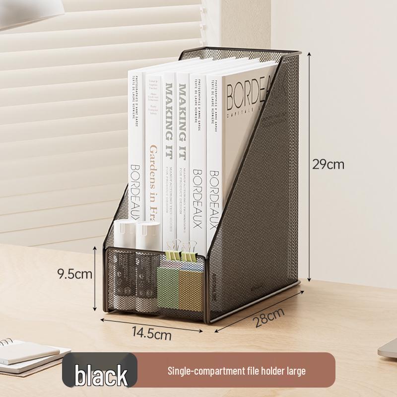 Schreibtisch-Organizer: Vertikale Aktenaufbewahrung, Bücherregal, Aktenständer und Stifthalter.