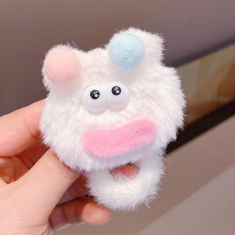 

Плюшевая заколка для волос «Рот-сосиска»: Милая, сладкая осенне-зимняя клоунская кукольная челка Hairband белый