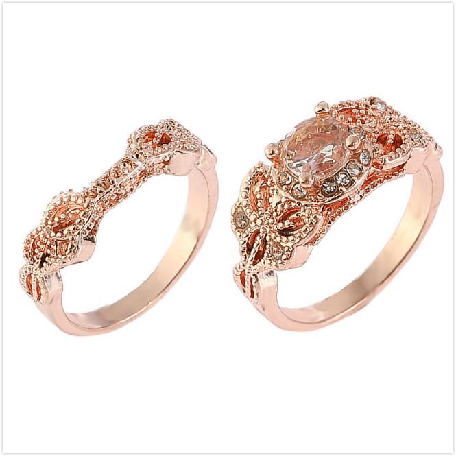 Inel de logodnă placat cu aur roz 18K cu zirconiu micro încrustat