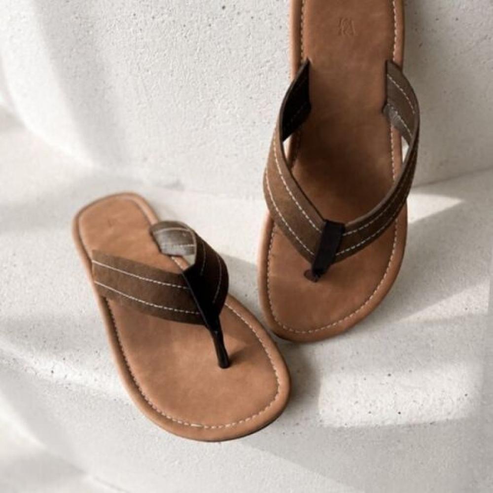 Melting Brown Women Suede Strap Daily Flip Flop 3color