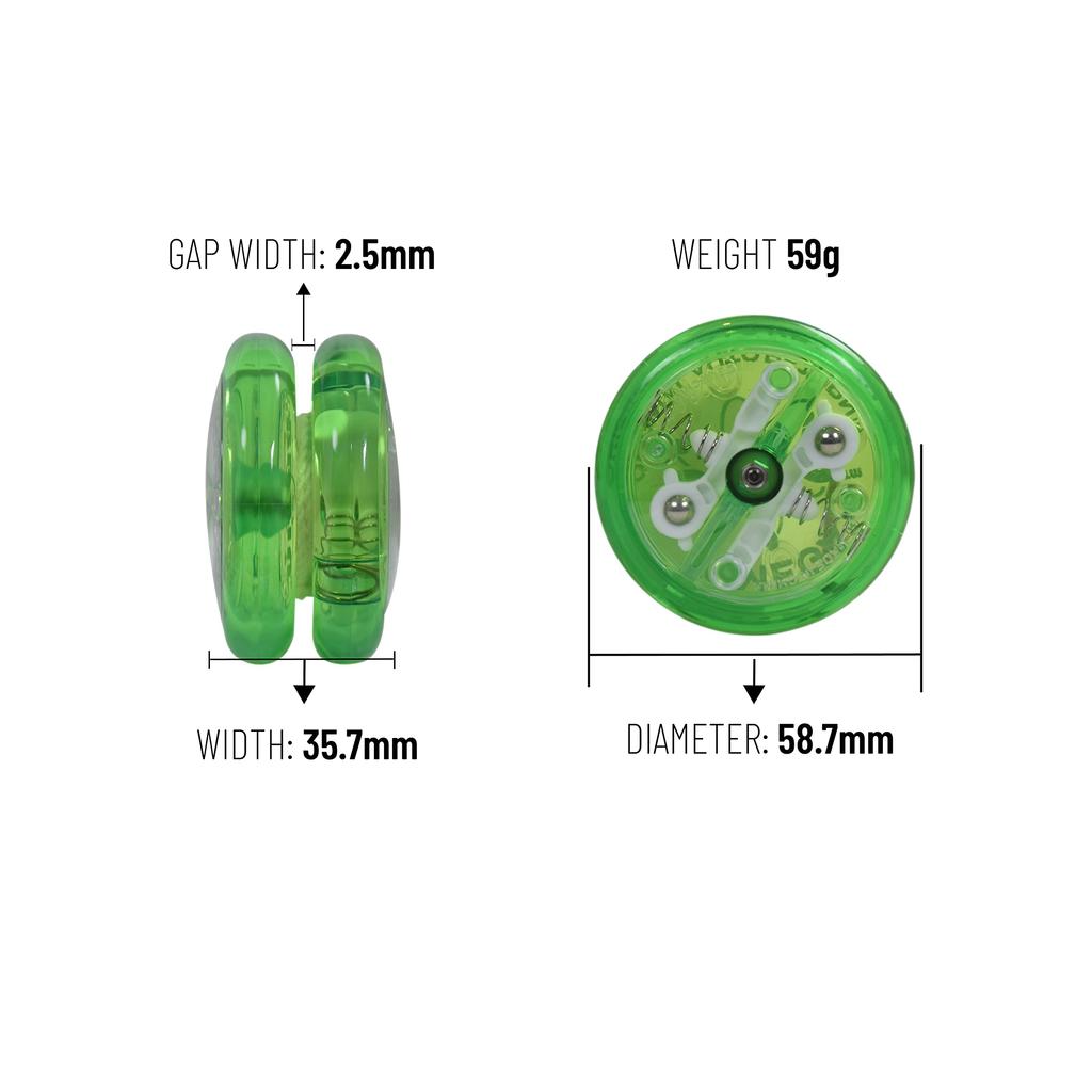 Yomega Original Brain - Pro-grade yo-yo for kids and beginners, featuring an auto-return system. Includes 2 spare strings (Green)