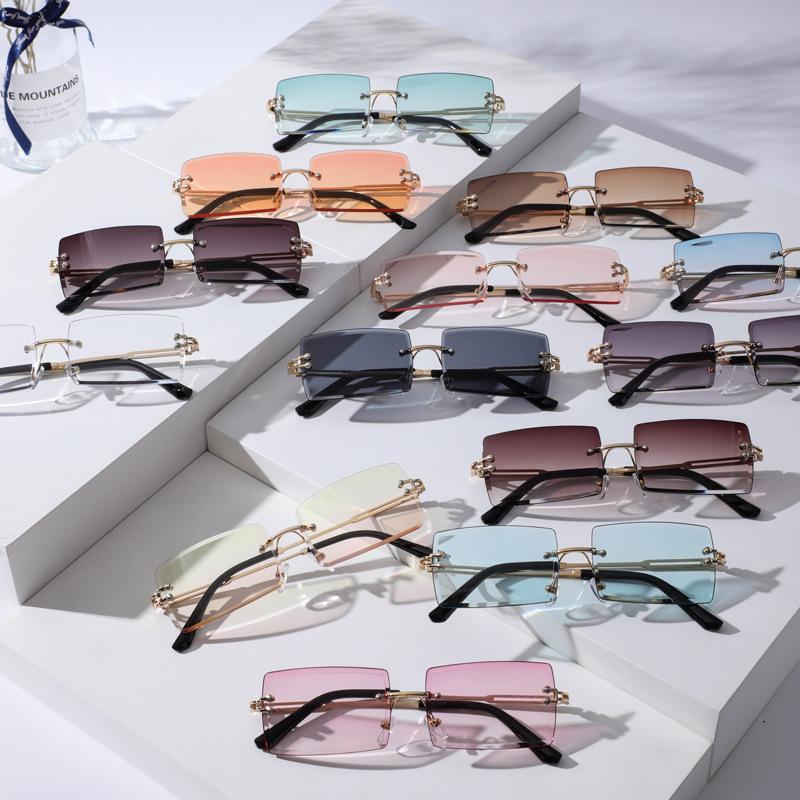 Metal Rimless Sunglasses Women's Glasses Square Ultra-light Men's Sunglasses