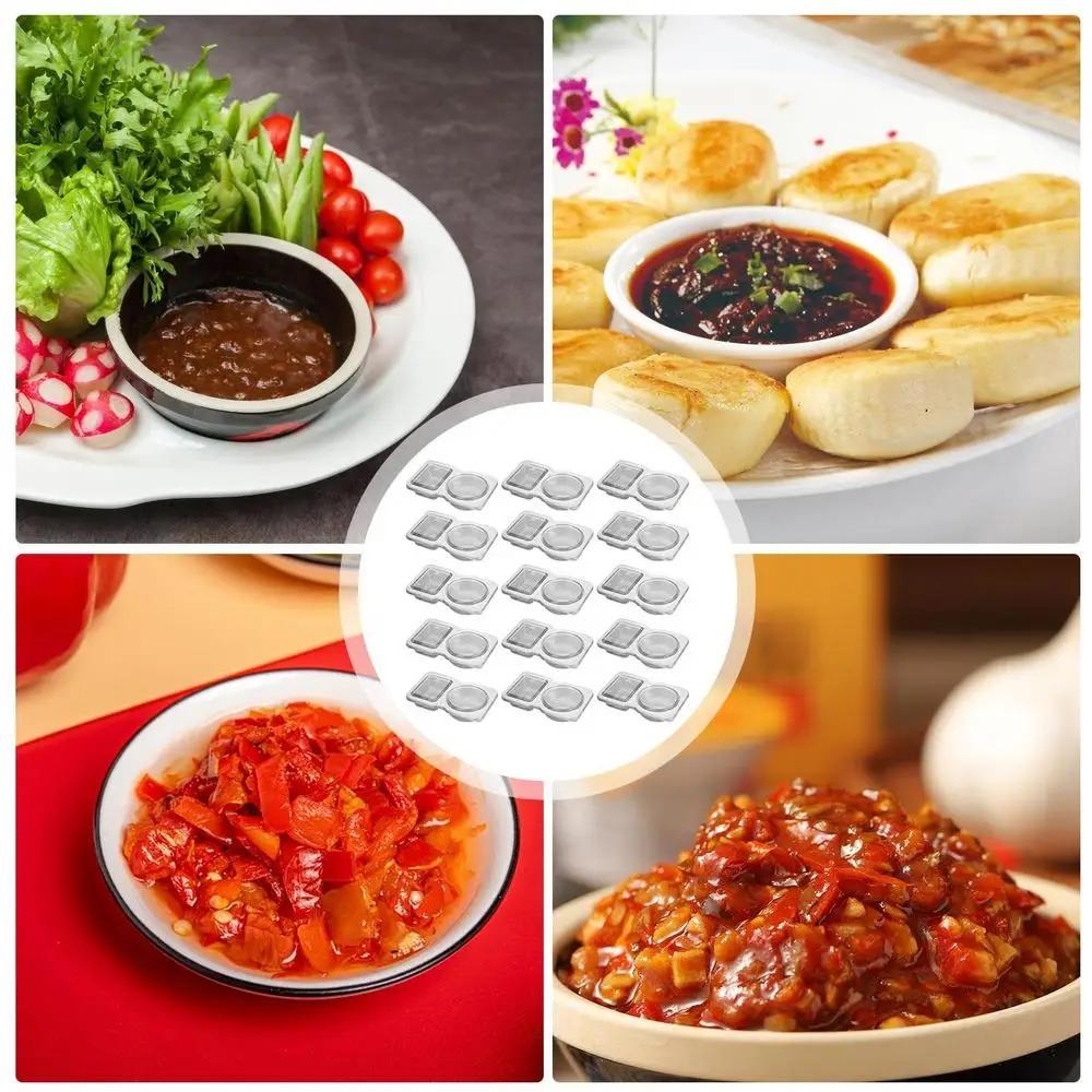 10/15/20pcs Double Compartment 2 Grids Condiment Container Plastic Snack Container  Household