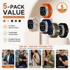 5‑Pack Stretch‑Nylon Replacement Watch‑Band Strap, Parachute‑Style Buckle Adjustable Wrist‑Bracelet Accessory For Apple Watch 42/44/45/46/49mm