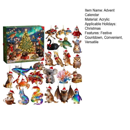 Australian Wildlife Advent Calendar 24-Day Countdown Box Multifunctional Decoration for Family Fun And Holiday Atmosphere
