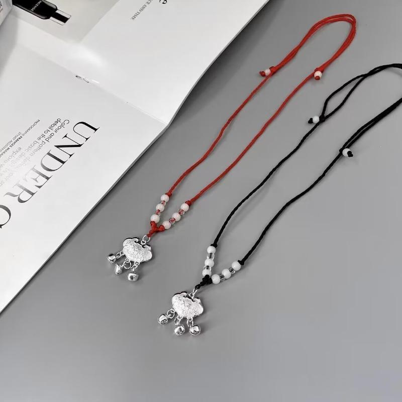 Long Life Lock Necklace Female Entry and Exit Safe Baby Silver Versatile Pendant Bells Safe Wealth Pendant Children's Bells