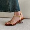 Sexy Women Heeled Sandals Square Toe High Heels Shoes Woman Slingback 2025 Trend Summer Elegant Pumps Dress Shallow Sandalias