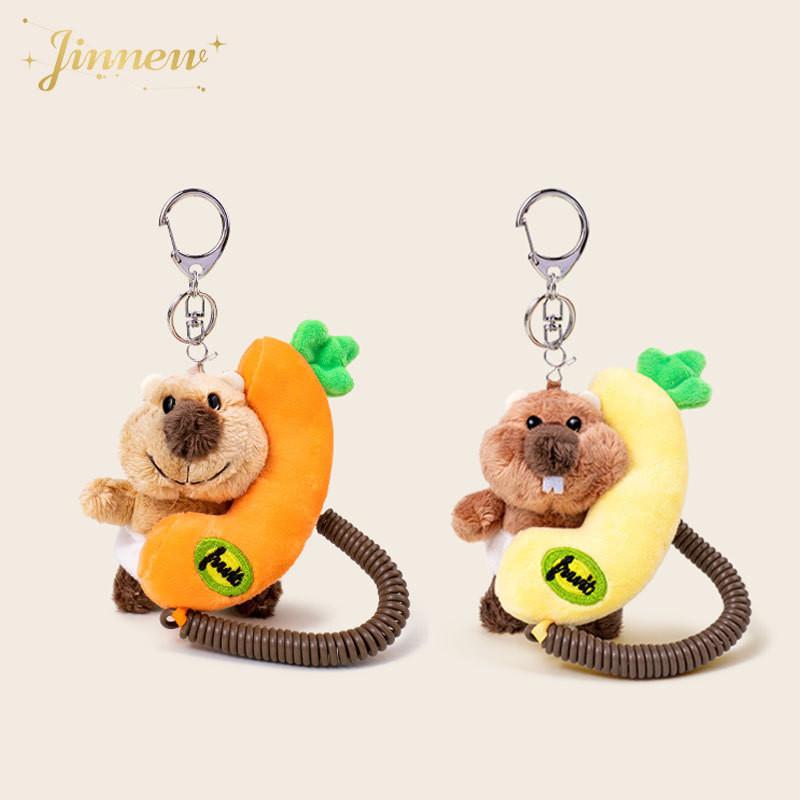 Plush Soft Marmot Phone Keychain With Cartoon Theme For Backpack Gift And