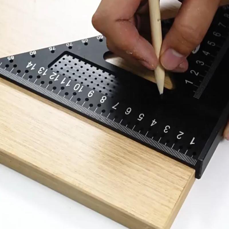 7 Inch Aluminum Precision T Square Protractor Marking Gauge Carpenter Square Measuring Layout Tool Metal Triangle Ruler