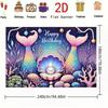 2D Underwater Ocean Mermaid Backdrop, Purple & Pink Birthday Decoration Background