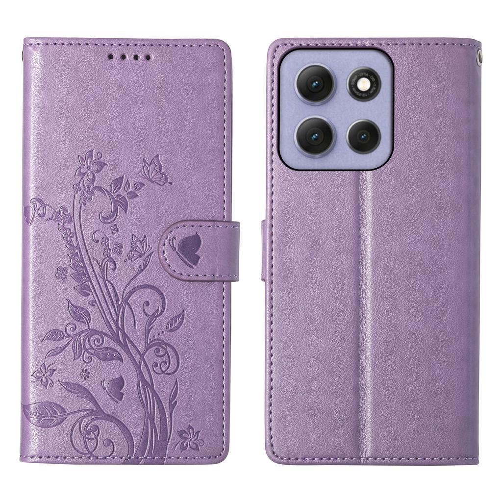 Für Motorola Moto G86 5G Brieftasche Hülle Schmetterling Floral Prägung PU Leder Handyhülle mit Handschlaufe