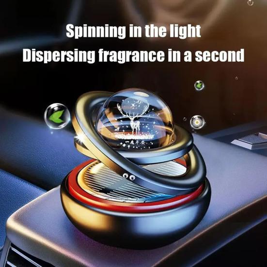 Car Air Freshener Solar Powered Rotating Aromatherapy Diffuser Purifies Air Car Ornament for Eliminates Odors Decorative