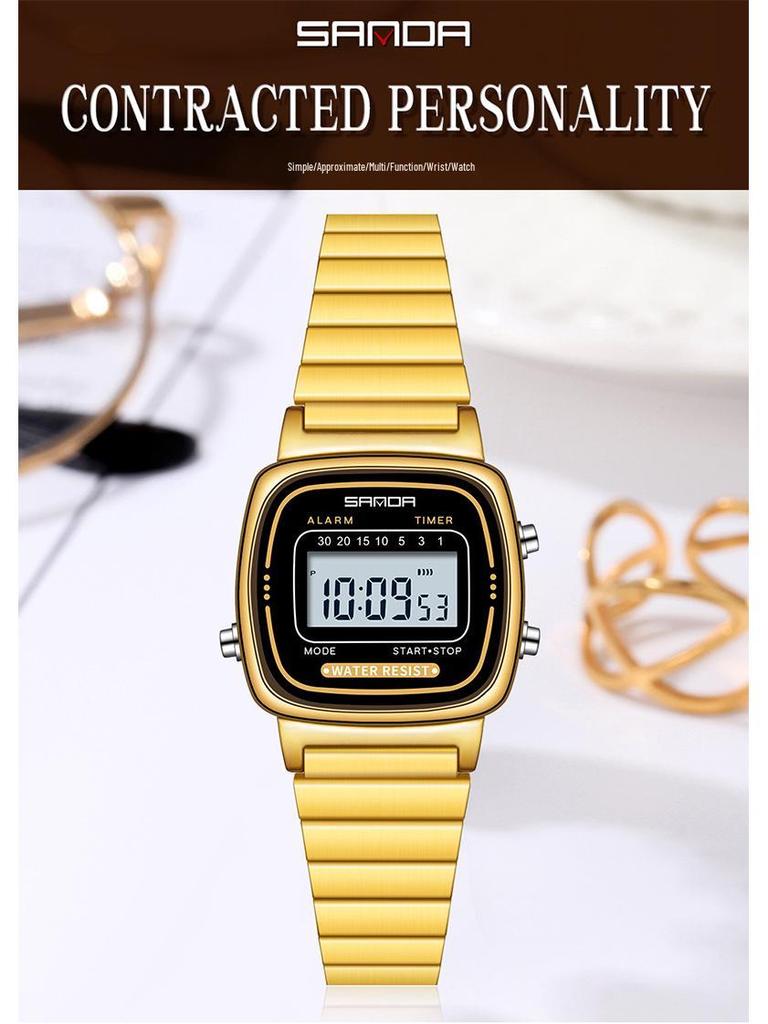 Sanda Fashion Unisex Electronic Multifunction Stainless Steel Watches