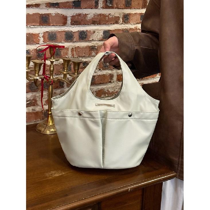 Niche Single Shoulder Underarm Bag Large Capacity Tote Bag Feminine New Korean Style Pleated Multi-Pocket Commuter Handbag Small белый