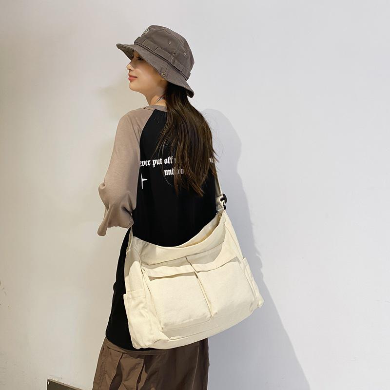 Women's Canvas Crossbody Tote - High-End Light Luxury Single Shoulder Bag, Niche Couple Style, Workwear Design.