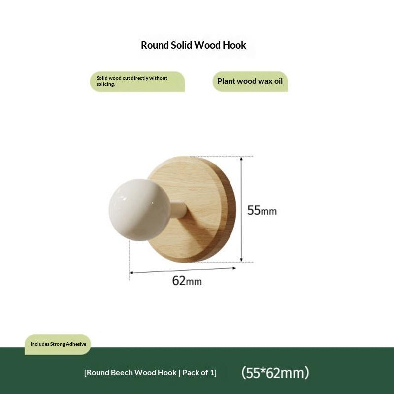 Ganci Murali Autoadesivi in Legno di Noce Robusti Senza Foratura per Bagno Camera da Letto Appendere Cappotti Asciugamani Borse