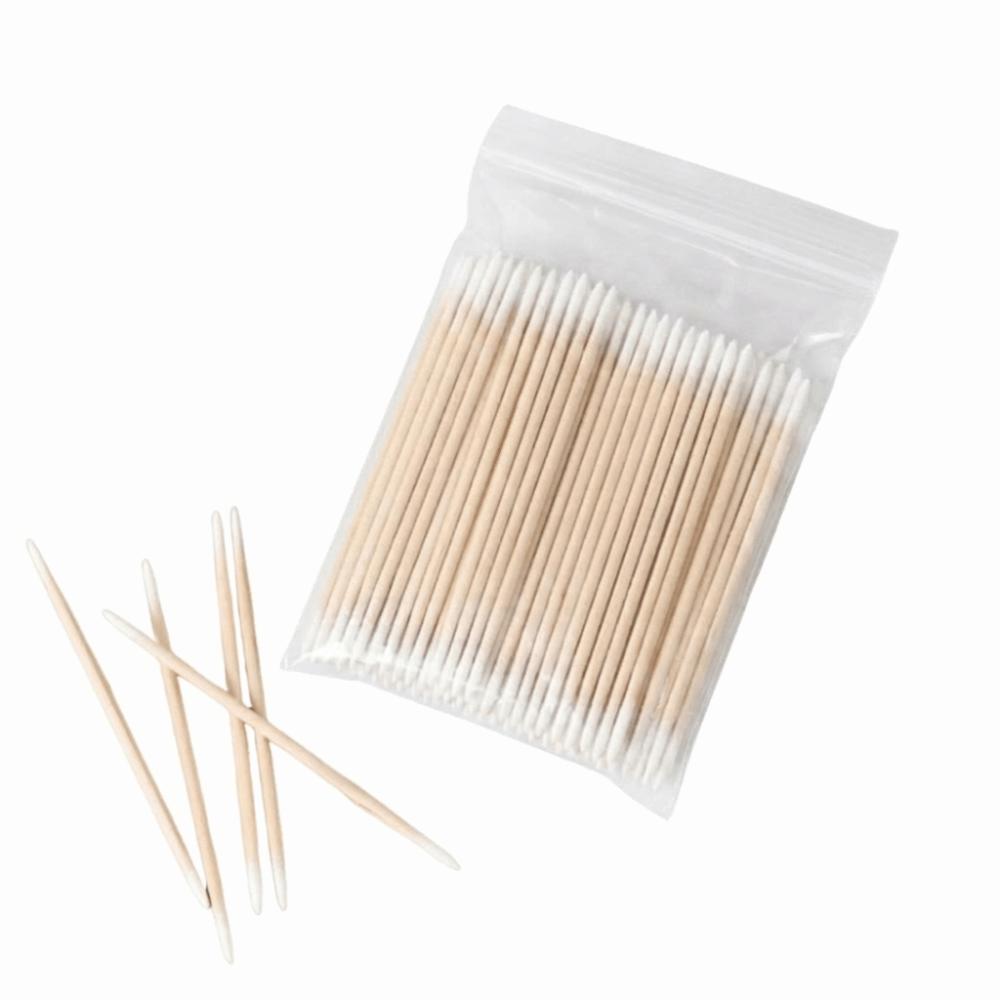 200 pcs Disposable Nail Art Cotton Swabs Double-head Disposable Makeup Applicators Nail Art 7cm white