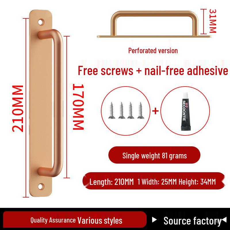 Aluminiumlegering Deurklink zonder Boren voor Glazen, Stalen, Kunststof Balkon-, Schuif- en Kastdeuren