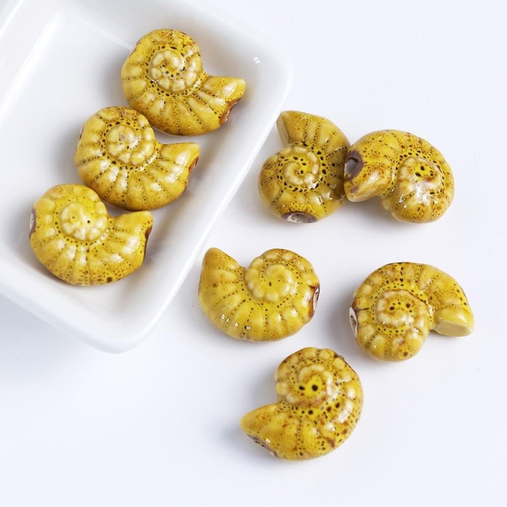 Glazed Snail Ceramic Beads Retro DIY Jewelry Making Pendant Conch Spacer Porcelain Beads Craft