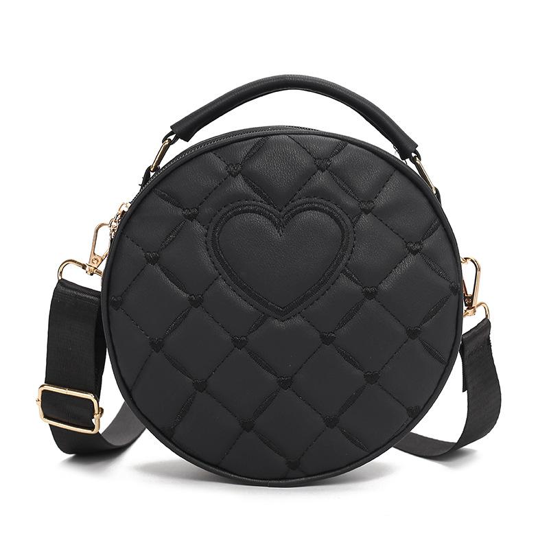 New Summer Round PU Leather Shoulder Bag Niche Design Love Women's Bag Versatile Simple Crossbody Women's Bag