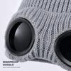 Plush Lining Winter Beanie Windproof Skullies Hat Fashion Knitted Goggles Hat  for Women
