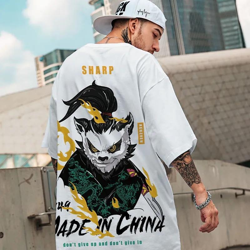 Plus Size Panda Short-sleeved Trendy Hip-hop T-shirt